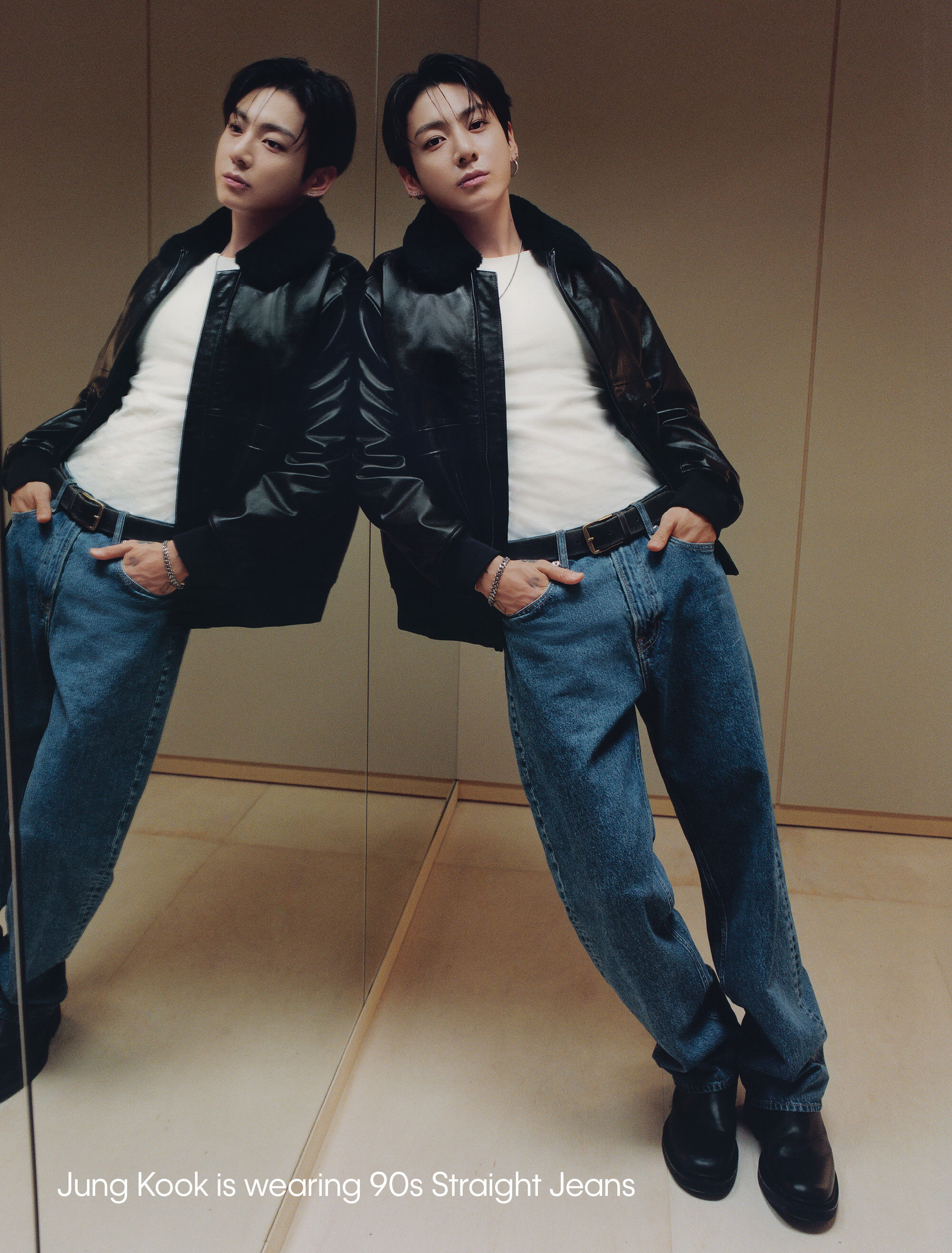 Jung Kook is wearing 90s Straight Jeans